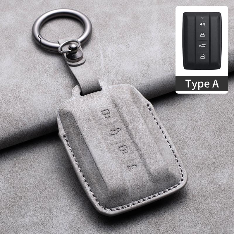 

Leather Car Remote Key Case Cover Fob For 2025 Tank 300 Tank 500 Keyless Protective Key Shell Keychain Accessories Protector