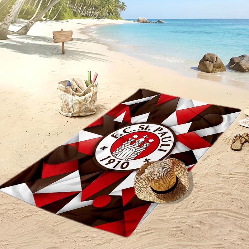 FC St. Asciugamano da Spiaggia con Stampa Calcio Pauli, Asciugamano Grande Morbido Asciugatura Rapida per Spiaggia Campeggio Nuoto