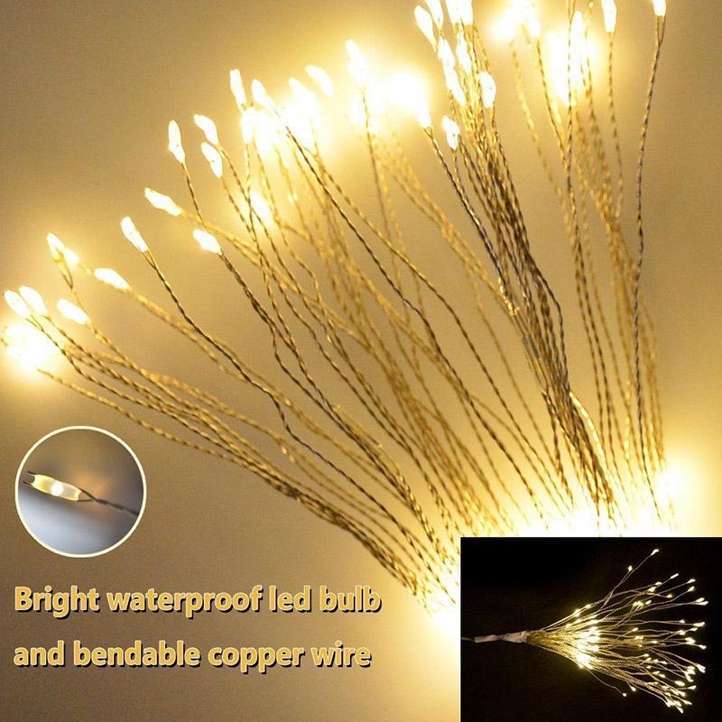 Firework Copper Led Fairy Wire String Lights Remote Control Christmas Decor