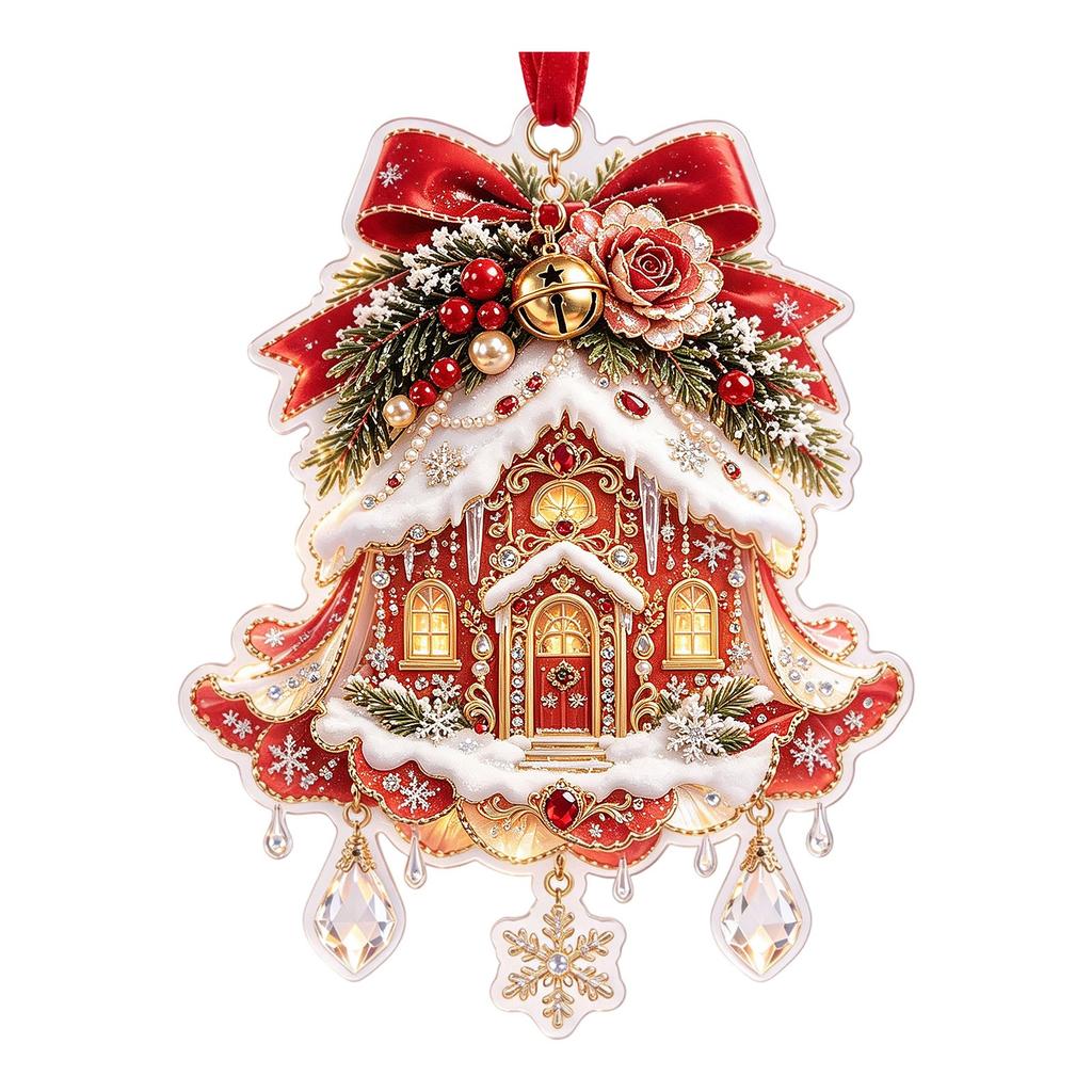 Christmas Hanging Ornament Vintage 2D Acrylic for Holiday Tree and Home Decor