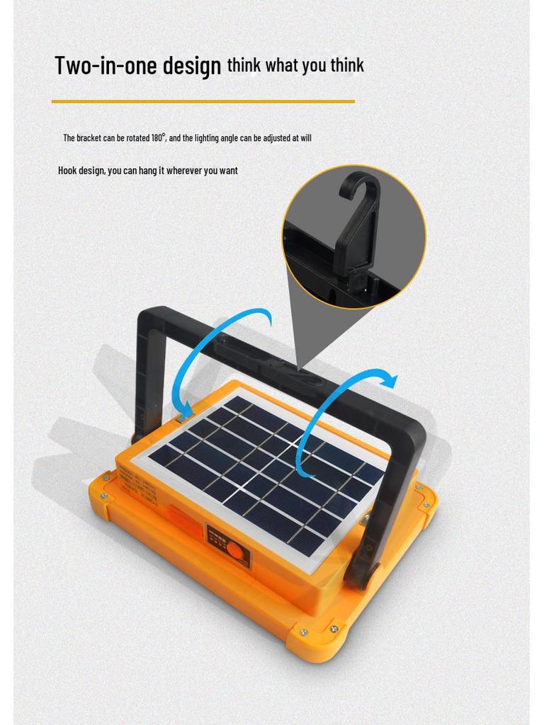 High-Power Portable Solar LED Floodlight for Outdoors and Construction