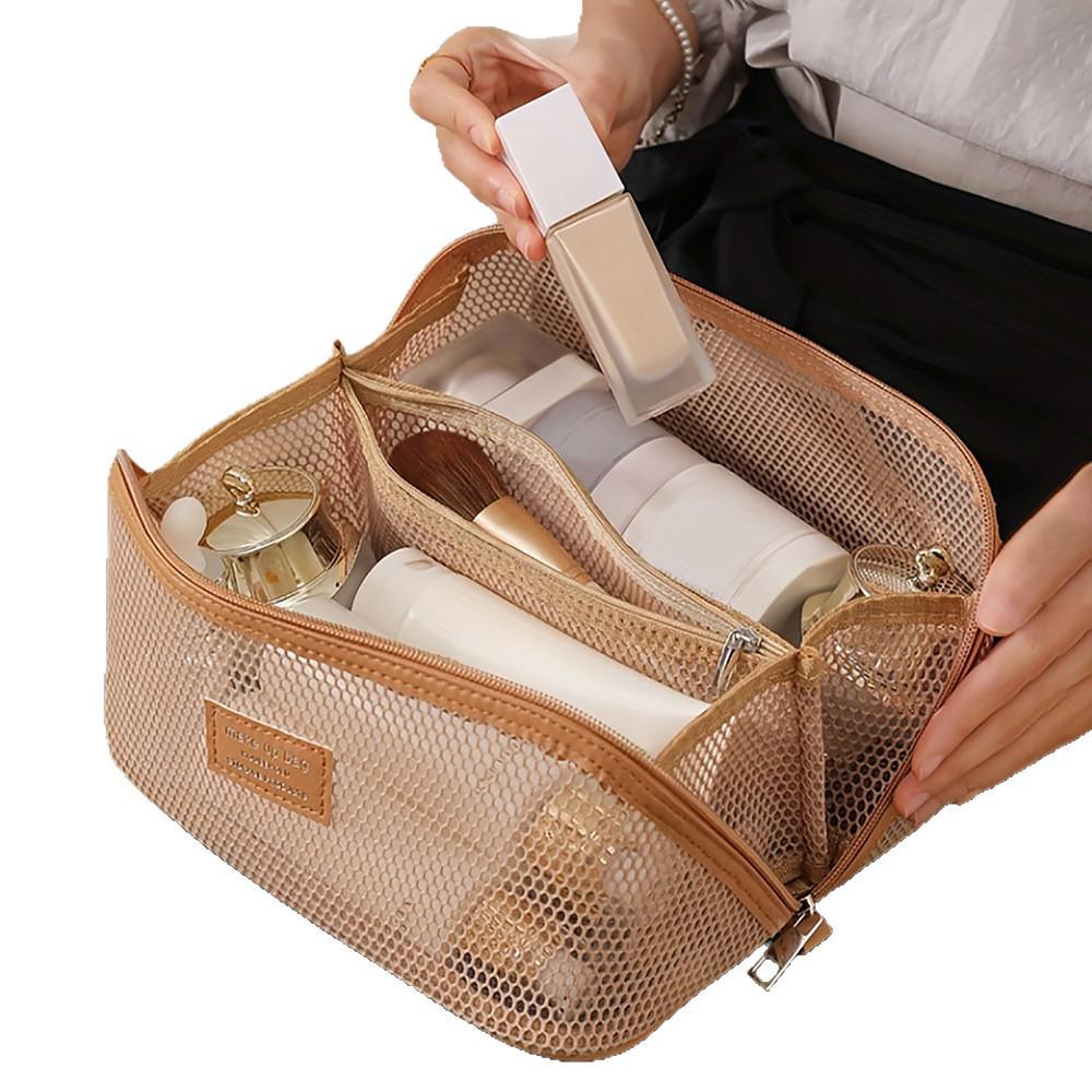 Luxurious Cross-Border Mesh Cosmetic Bag: Spacious, Portable, Compartmentalized Toiletry Organizer