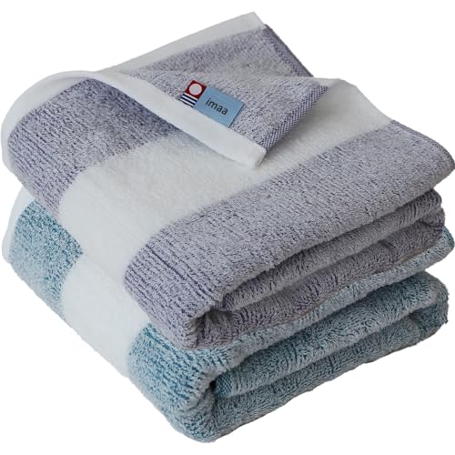 

imaa Imabari Certified Bath Towel, 60cm x 120cm, Made in Japan, Antibacterial and Odor-Resistant, Cotton, Bamboo Rayon, Vacuum-Compressed, Blue-Green