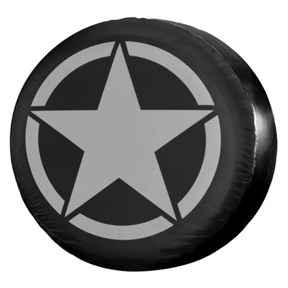 1Pcs Car Pu Leather Spare Tire Cover Military Tactical US Army Star For Land Rover Mitsubishi Sunscreen Waterproof Wheel Covers