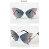Luxury Butterfly Sunglasses Women Brand Y2k Vintage Rimless Oversized Sun Glasses Ladies Eyewear Gafas De Sol Gothic