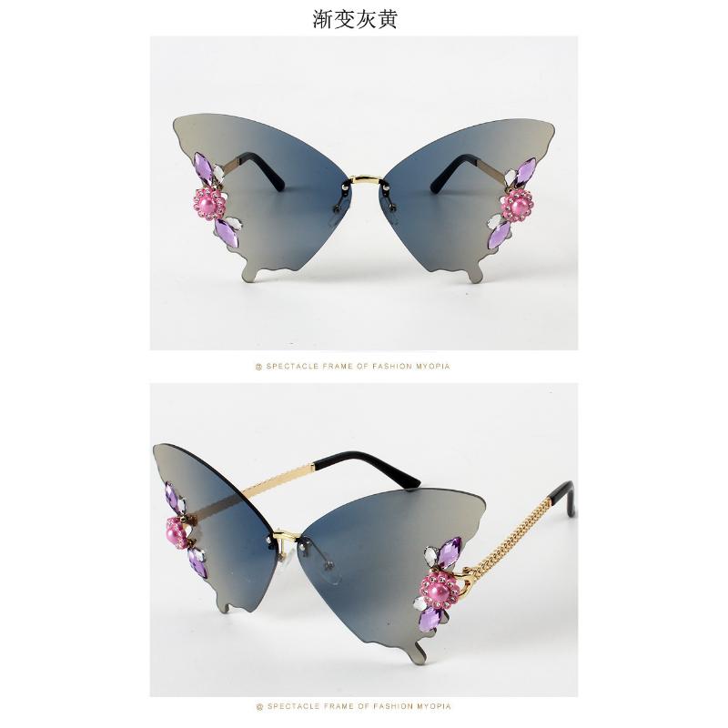 Luxury Butterfly Sunglasses Women Brand Y2k Vintage Rimless Oversized Sun Glasses Ladies Eyewear Gafas De Sol Gothic