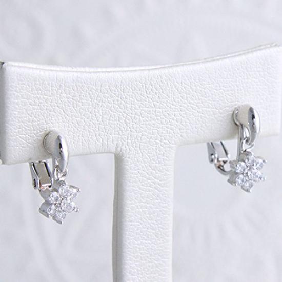 VINGTAINE Flower Cubic Zirconia Earrings Silver [VINGTAINE] E2-6