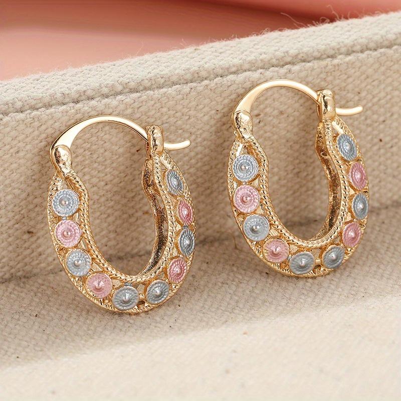U-shaped  circle colorful circular design women's earrings, light luxury high-end earrings