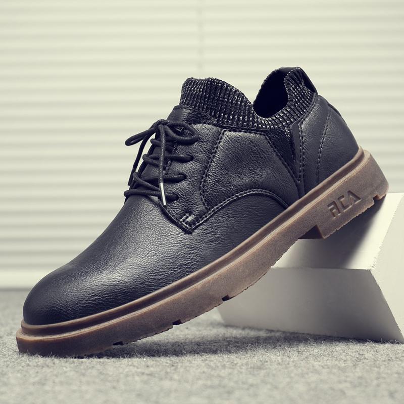 Autumn and Winter British Martin Boots Trendy High-top Leather Boots Snow Velvet Thermal Cotton Shoes