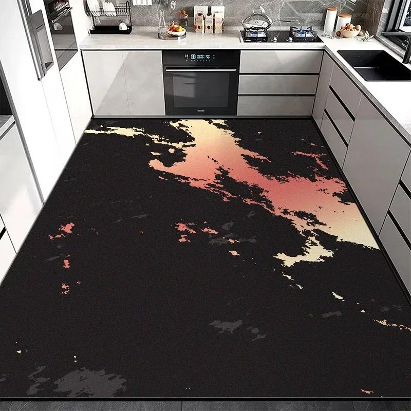 

Kitchen Marbling Leather Floor Mat PVC Waterproof Rug Big Size Non-slip Oil-proof Home Decor Carpet Area Rugs 50x80cm