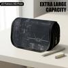 1pc Flip-Top Pencil Case, Blueprint Jet Blueprint Black Large Capacity Thickened Oxford Pencil Bag Double-Layer Zipper Pencil Pouch, Aesthetic Back To