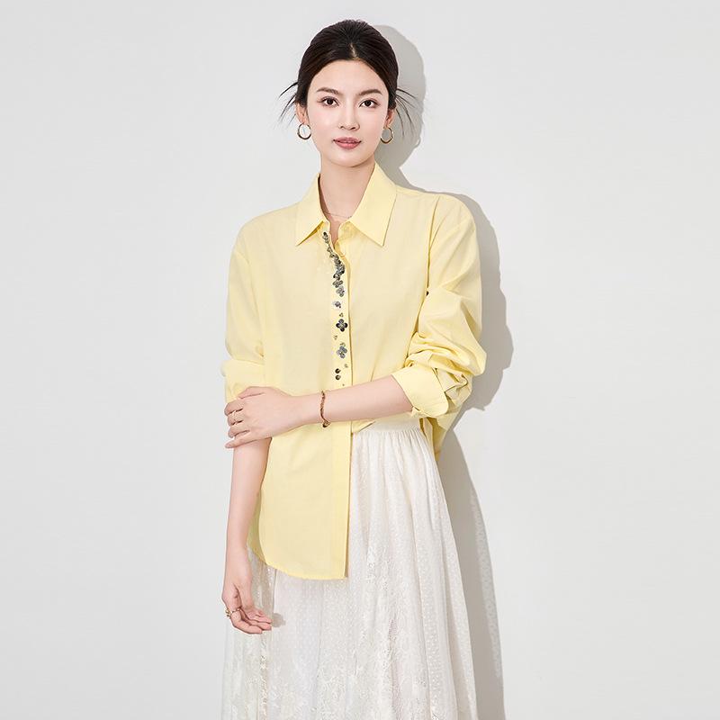 

Блестящая рубашка с длинным рукавом – Элегантный модный дизайн для женщин S жёлтый