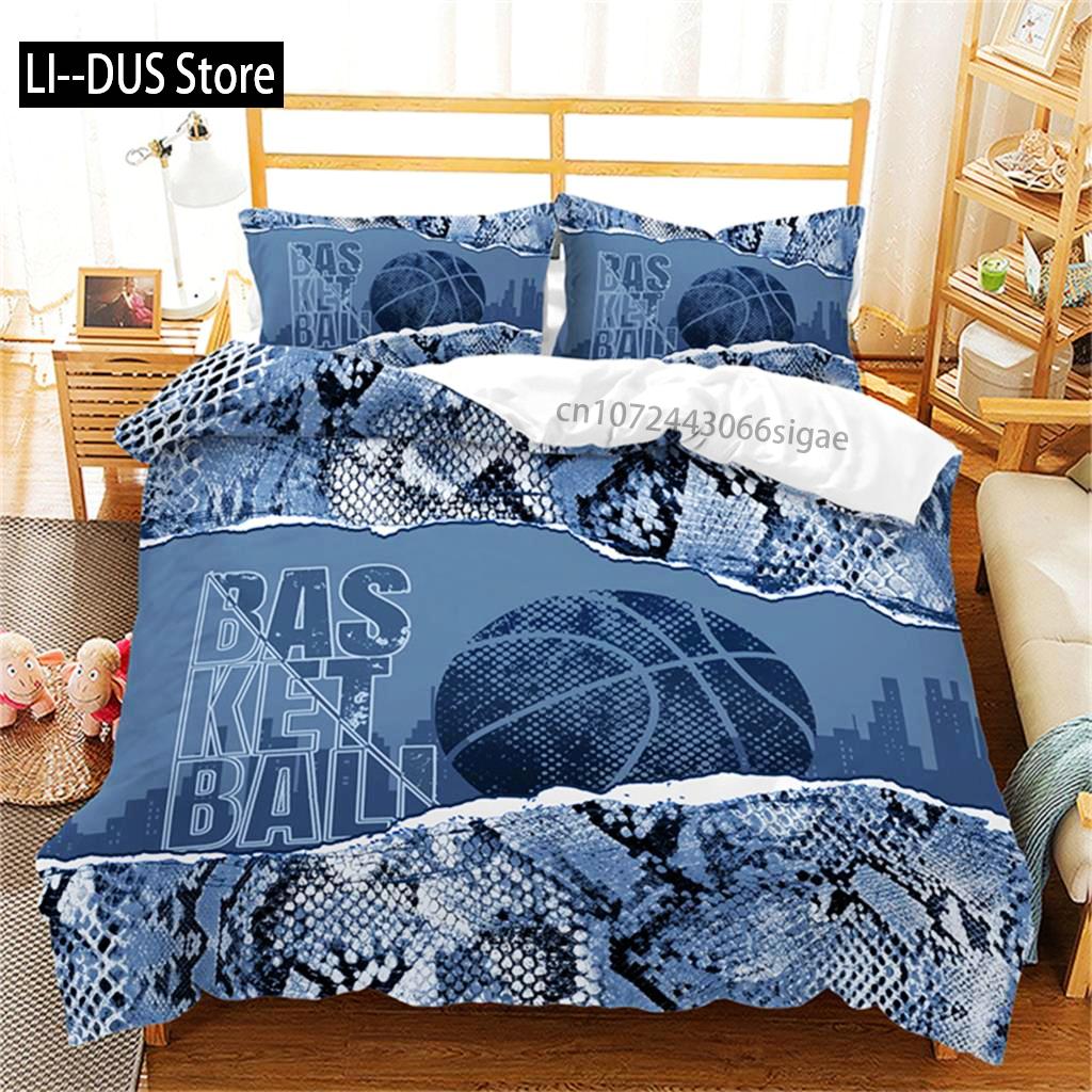 Duvet Cover Basketball Player Queen Bedding Set Microfiber Competitive Sports Game Comforter Cover For Kids Teen Bedroom Decor