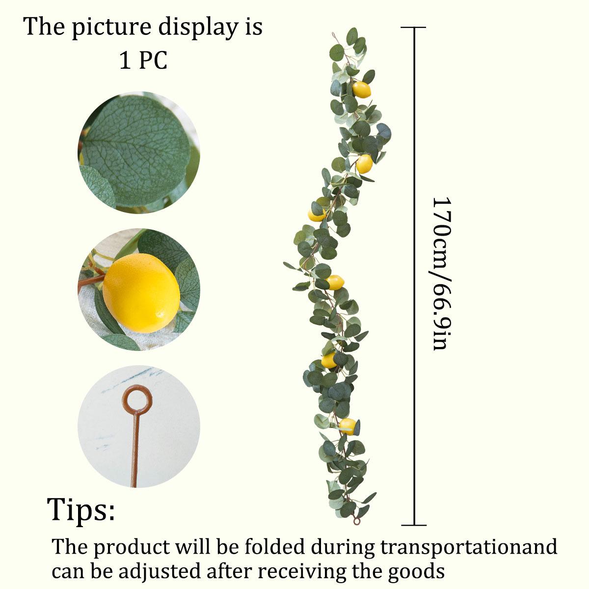 Spring Faux Lemon & Eucalyptus Leaf Rattan Indoor Decoration