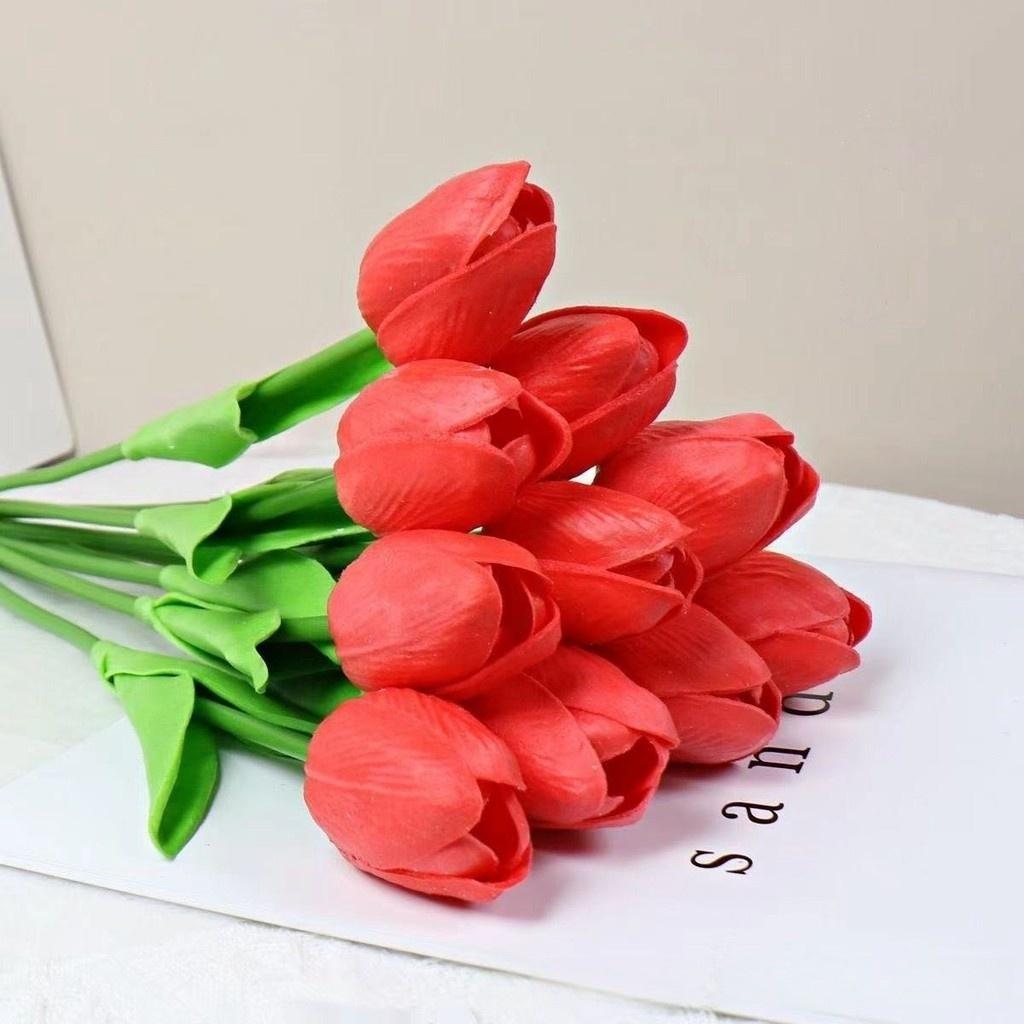 

1/5/10PCS PU Tulip Artificial Flower Real Touch Bouquet Fake Flower for Wedding Birthday Party Home Garden Decoration 1PC красный