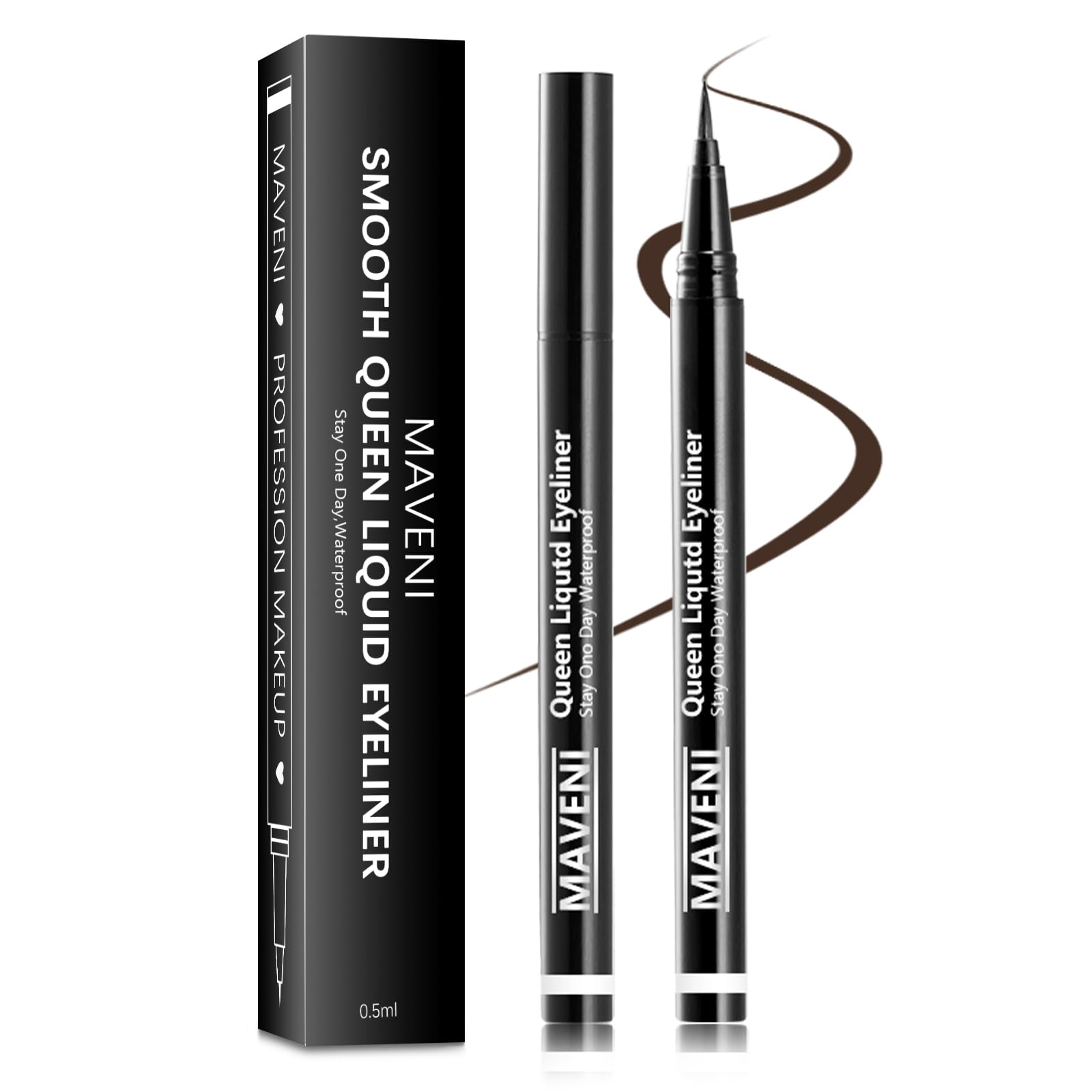 

New for Indelible Liquid Eyeliner Brush Draws Double For Lower Dark Brown 2025! Waterproof, Pencil, 0.5mL, 0.01mm Tip, Ultra-Fine Line,