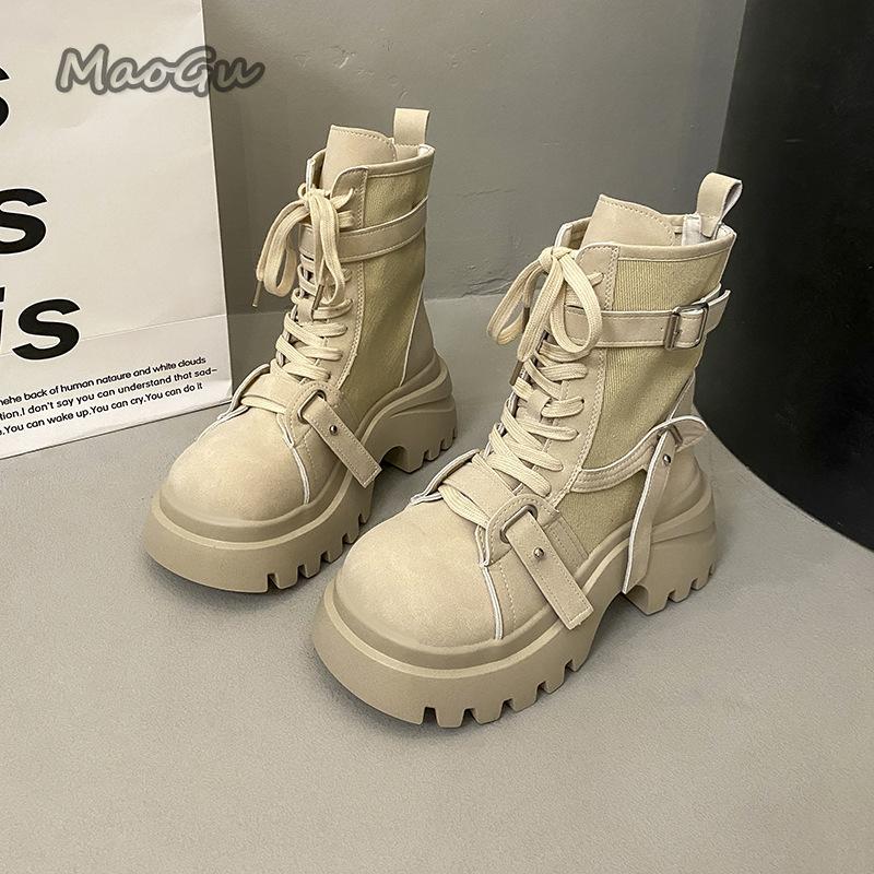 Fashion 2025 New Autumn Women's Platform Short Boots Height Increasing Ankle Boots for Women Size 35-40 Non Slip Comfortable Botines