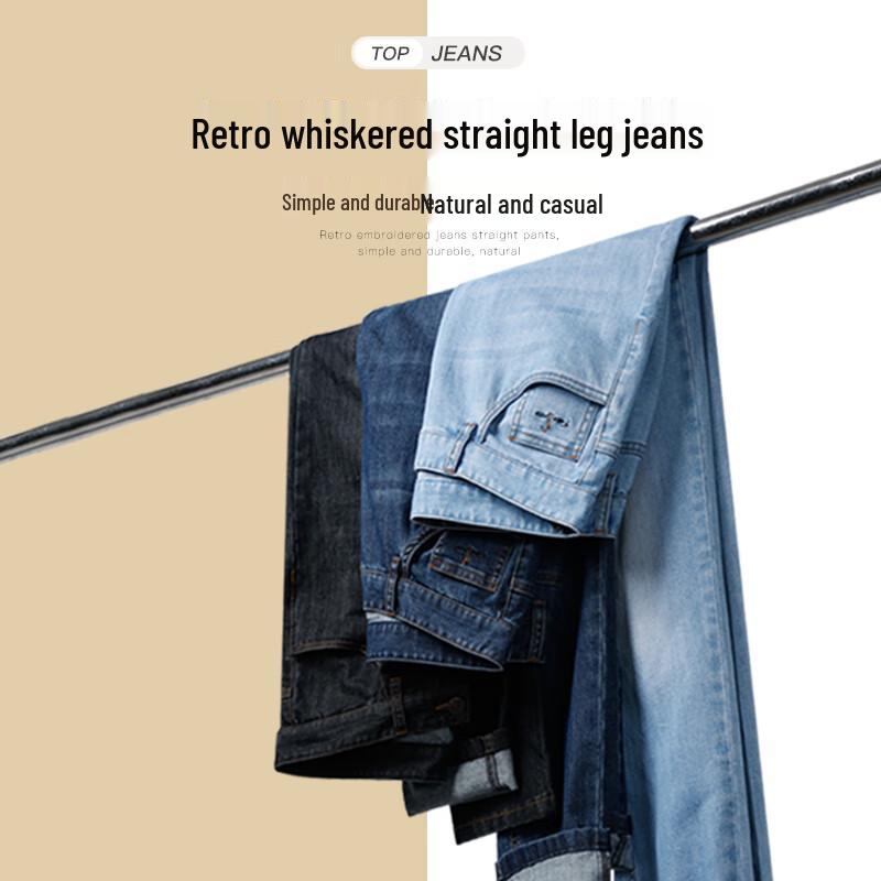 Herren Straight Fit gewaschene Jeans