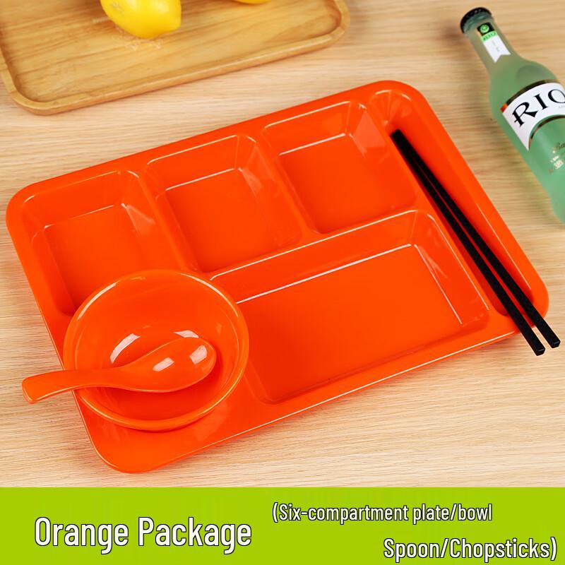 Melamine 6-Compartment Square Dinner Plate