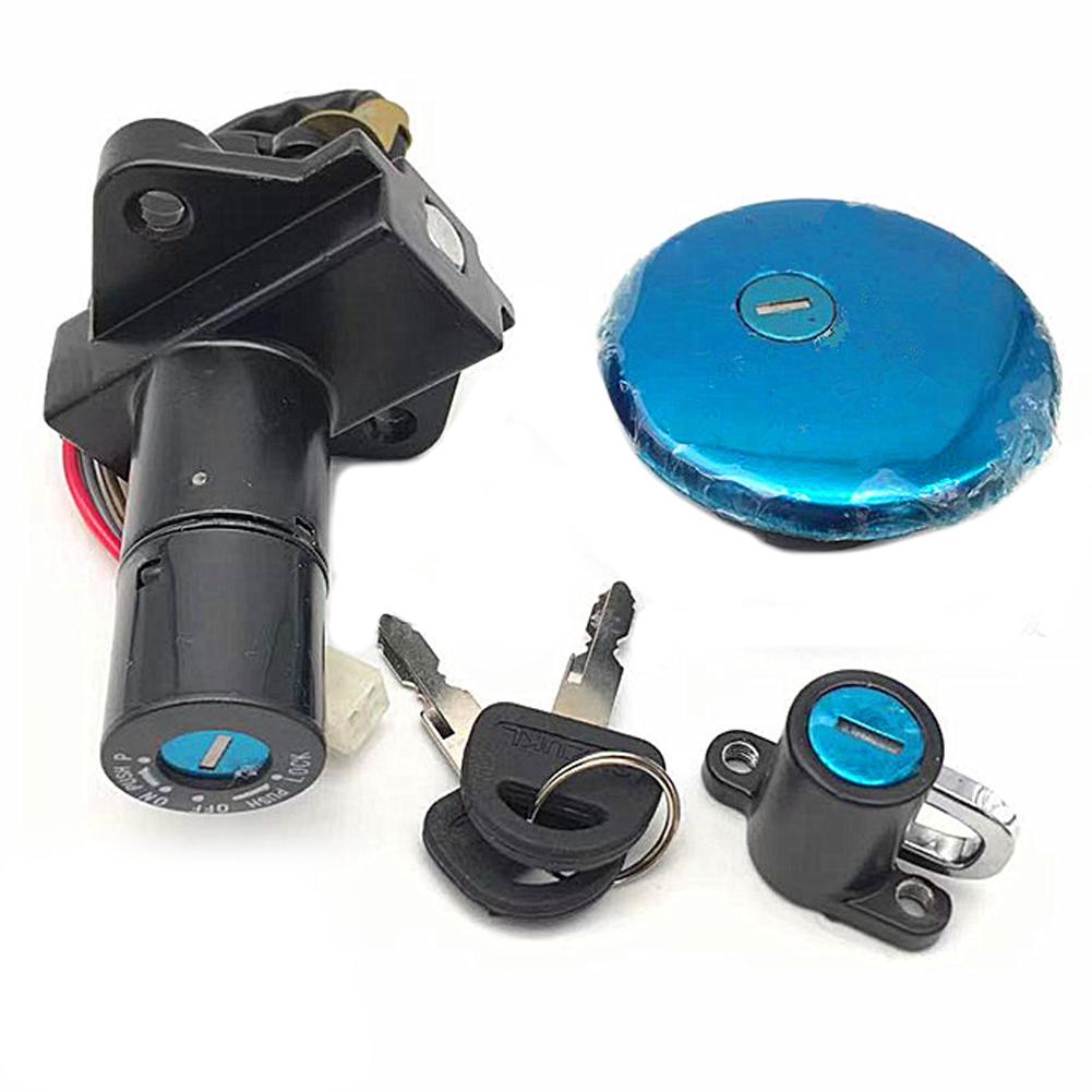 Motorcycle Electrical Ignition Switch Fuel Gas Cap Cover Seat Key Lock Set for Suzuki GN250 WJ250 1985-2001