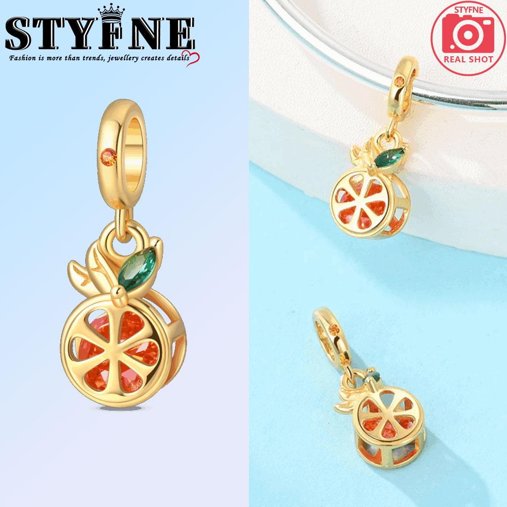 Copper Fruit Orange Cherry Little Whale Saint Cross Charms Beads Pendant For Original Bracelet Woman Girl Jewelry