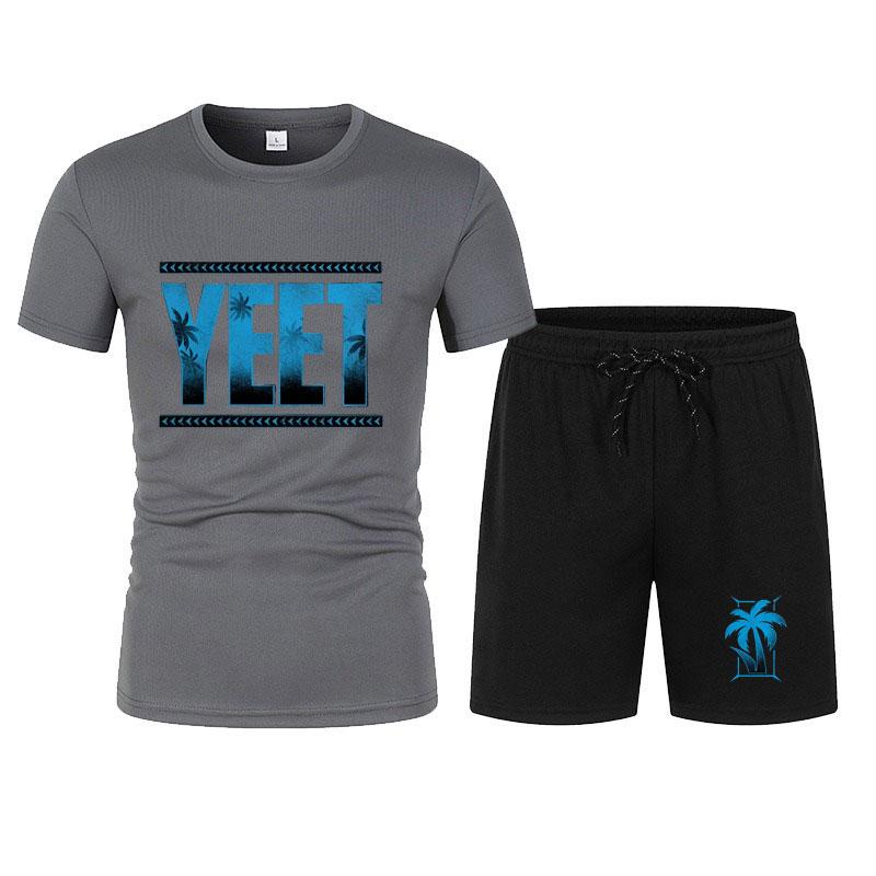 New Men's Black Jey Uso Yeet T-Shirt Shorts Set Summer Short Sleeve Men Overiszed Suits New Causal Clothing Sets