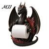 Dragon Bathroom Decor Fantasy Toilet Roll Holder, Wall Mounted Gothic One Handed Tear Tissue Holder Paper Dispenser, Hand Finished Resin Sculpture for