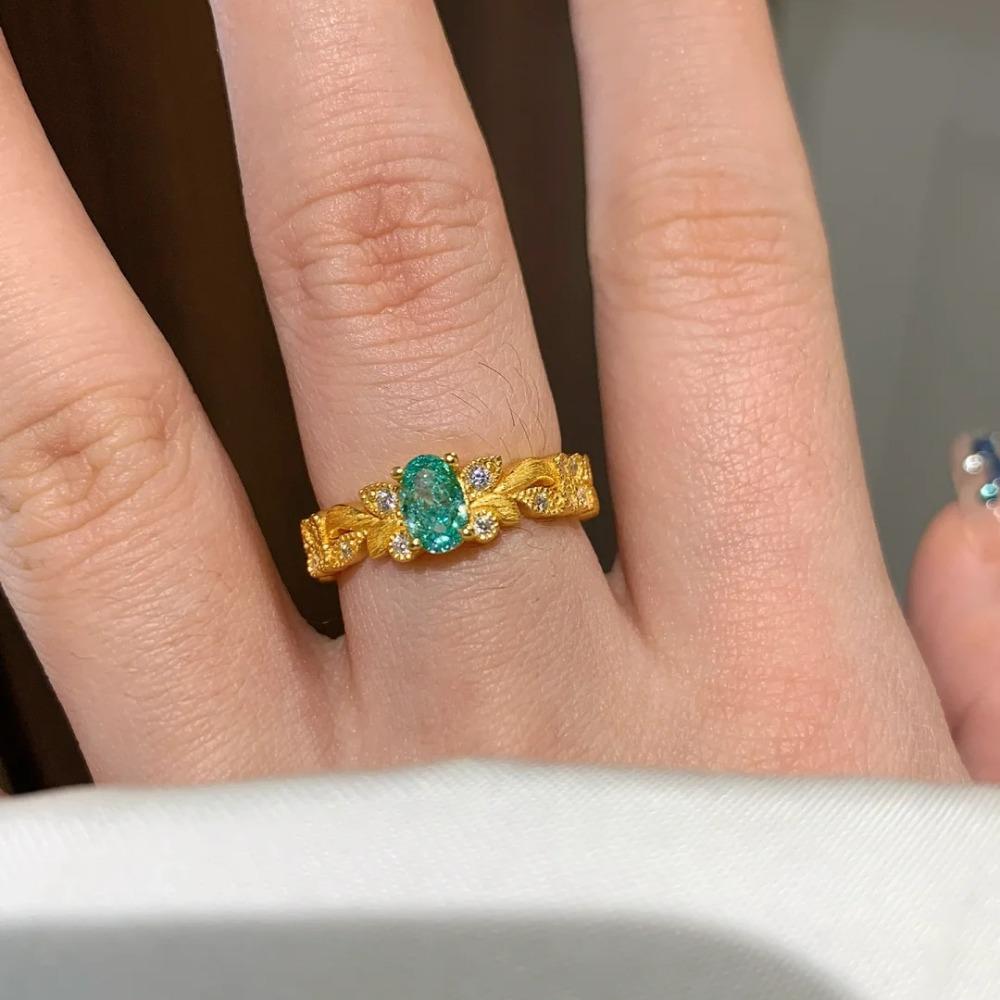 French Style High Carbon Diamond Mint Wheat Ring Unique Elegant Fashionable Womens Jewelry