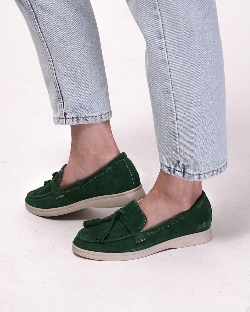 Kadın Loafer Ayakkabı Krula 5033 36 yeşil süet