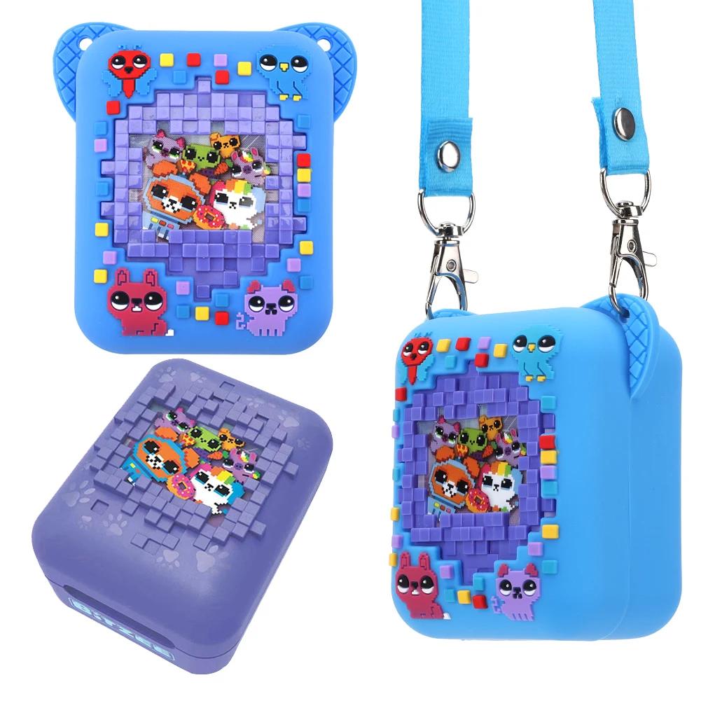 3D Animal Print Silicone Protective Cover With Lanyard for Bitzee Digital Pet Interactive Virtual Toy Portable Carrying Case Bag