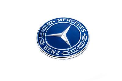 Cap Instead of Emblem On the Hood of Mercedes (blue, 57mm)