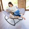 Outdoor Rattan Rocking Chair Patio Comfy Reading Chair with Oversized Cushion Indoor Recliner Wide Rocking Chair for Balcony Front Porch Grey