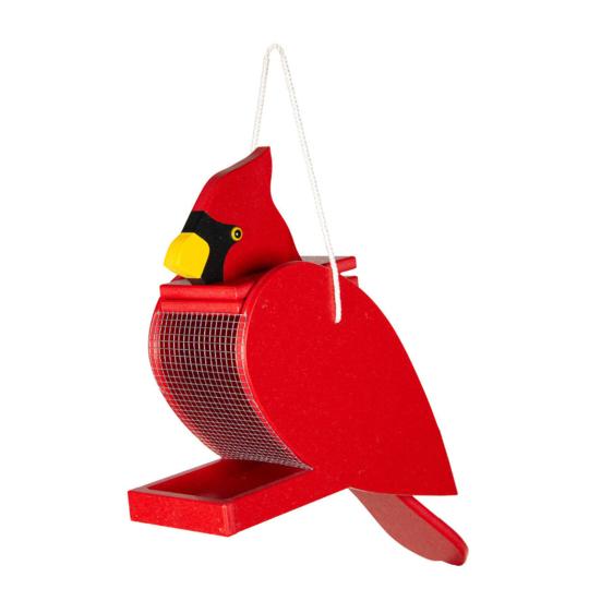 Wood Bird Feeder Red Bird Outdoor Hanging Feeder Birdseed Dispenser Attracts Wild Birds for Garden Yard Patio Decoration красный
