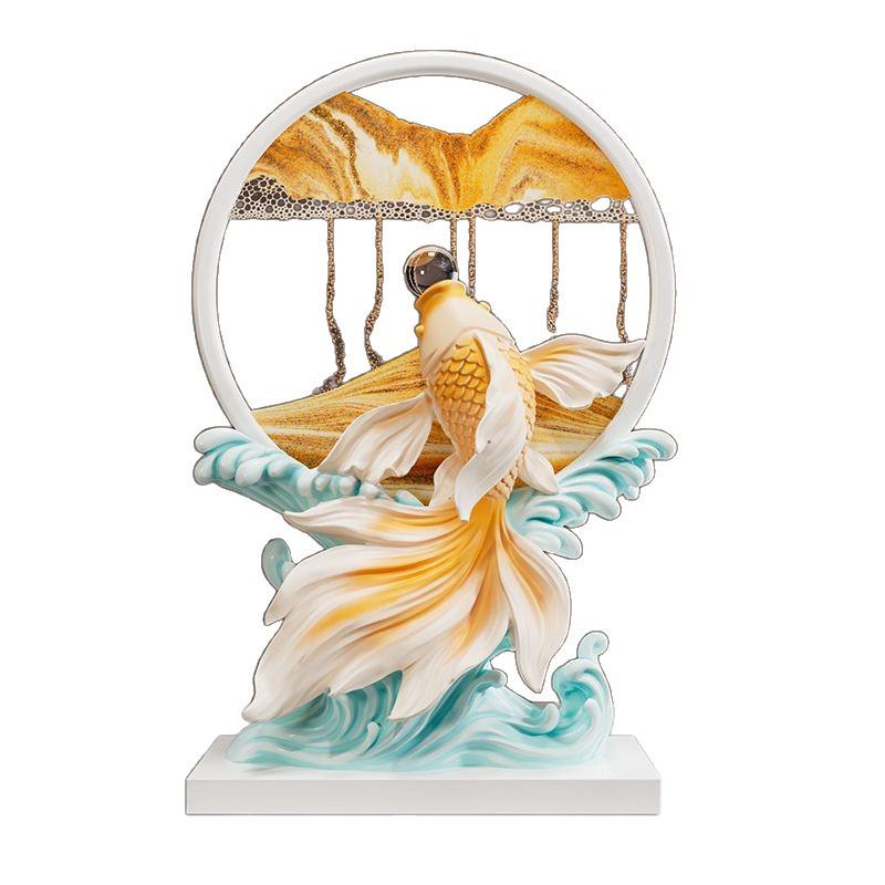 2025 Year of the Snake Luxurious Resin Hourglass Decompression Gift - Creative Quicksand Painting Ornament for Office