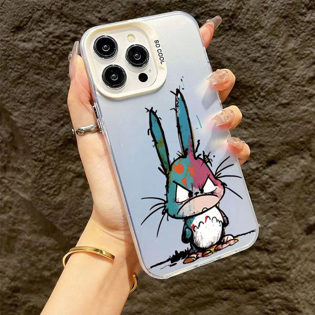 

Anger Rabbit Duck Matte Laser Phone 15 14 13 12 11 Pro Max For iPhone 16 Cover Case Funda Coque Bumber for iPhone 16. білий