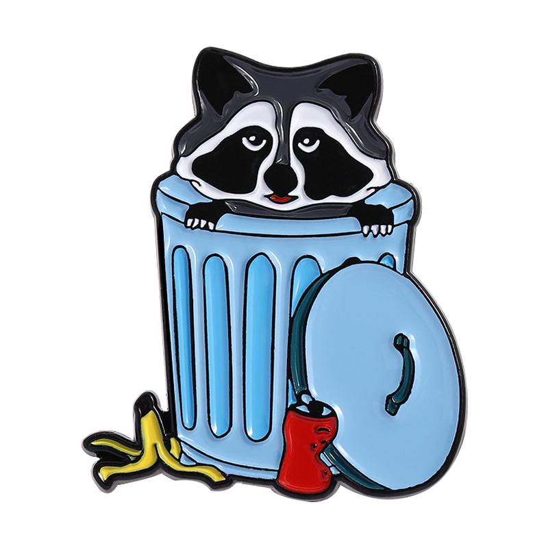 Cute Trash Raccoon Enamel Pin Cartoon Animal Metal Brooch Lapel Backpack Badge Fashion Jewelry Accessories Gift for Kids Friends