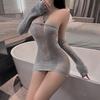 backless large-size sweater, sexy lingerie, women's passion suit, uniform temptation, flirting, no-take nightclub suit hanging neck