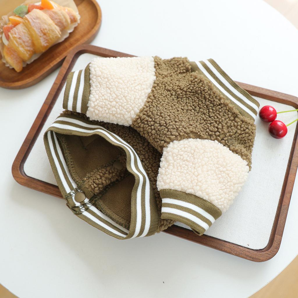 Fleece Baseball Jacket for Pets Autumn Winter Warm Pet Sweatshirt Fluffy Cozy Dog Cat Hoodie