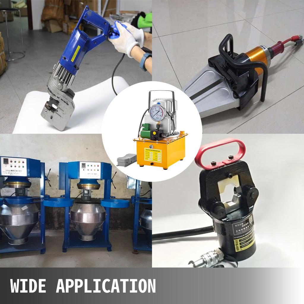 VEVOR Hydraulic Electric Pump, 750W Hydraulic Driven Pump, 70 MPa(10152 PSI) Single Acting, 220V, Solenoid Pedal, 7L Hydraulic Power Pack Cylinder