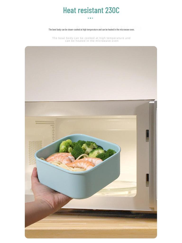 Silicone Food-Grade Square Bento Box Set with Lid for Fresh-Keeping, Microwave, and Picnic Use