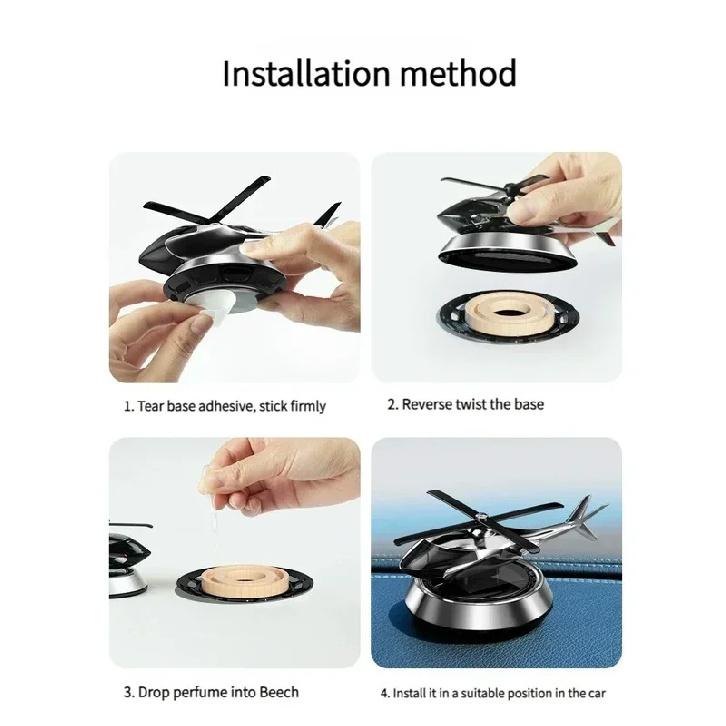 Solarbetriebener Lufterfrischer fürs Auto, Hubschrauber-Propeller, Duftzubehör, Innenraum-Accessoires, Aroma, origineller Parfüm-Diffusor, Dekor