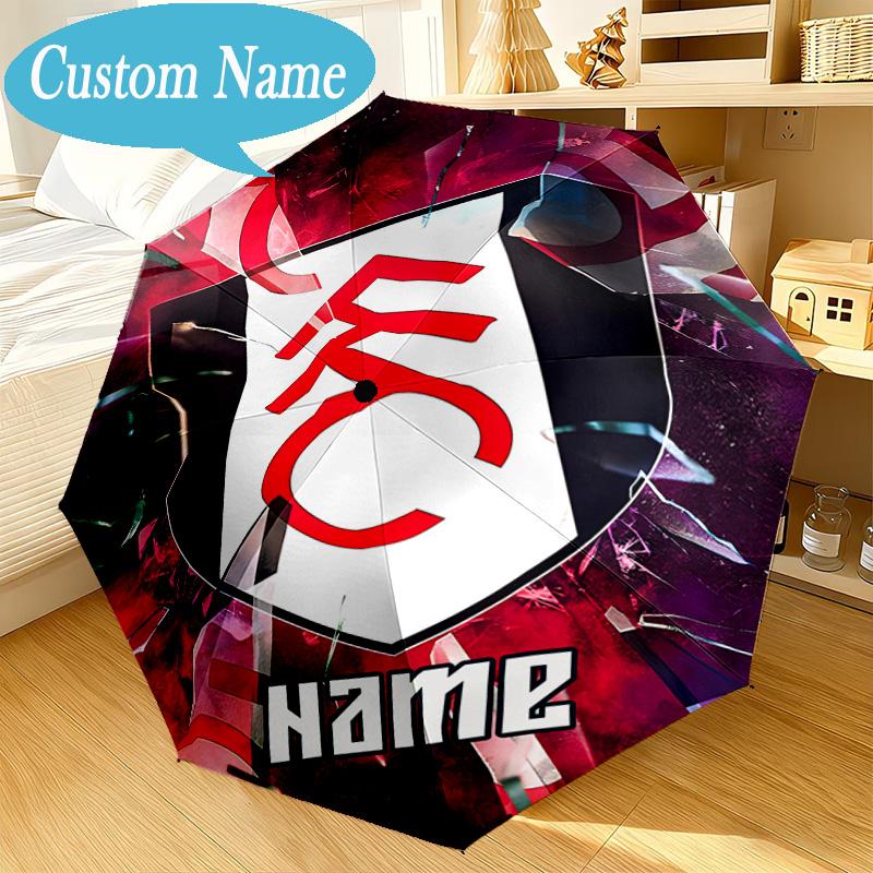 Custom Name Umbrella Fulham FC Crest Umbrella 8-Frame for Travel, Camping, Casual Lightweight Portable, Essential for Family Gifts