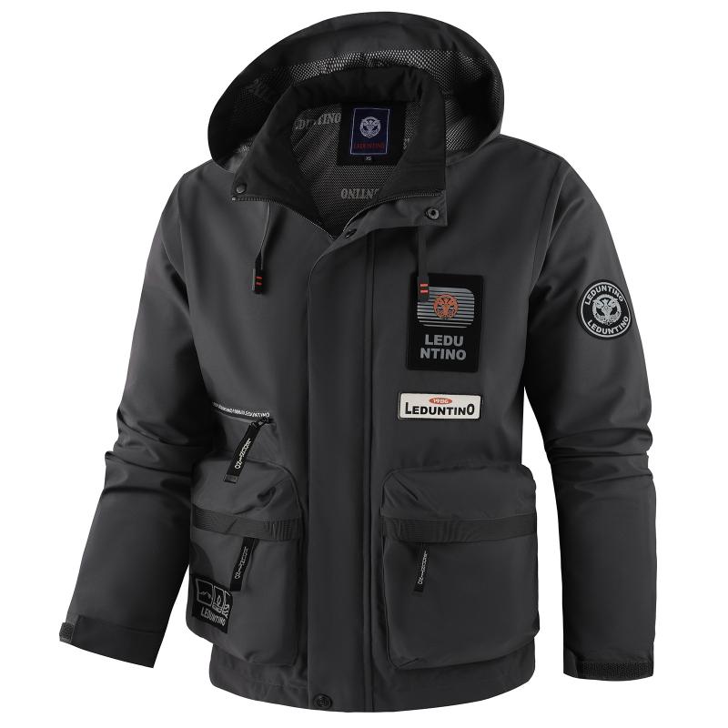 Men's Spring Autumn Hooded Casual Thin Jacket Waterproof Outdoor Hiking Windbreaker Outerwear Coat