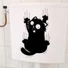 Funny Black Cat Scratch Marks Self Adhesive Wall Sticker for Bathroom Toilet Creative Cute Home Decor