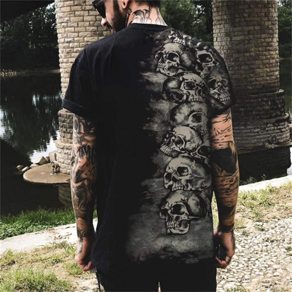 

Мужская футболка с круглым вырезом и короткими рукавами, с 3D-цифровым принтом в виде черепа и смерти, забавный дизайн, повседневная модная многоцветная футболка 6XL