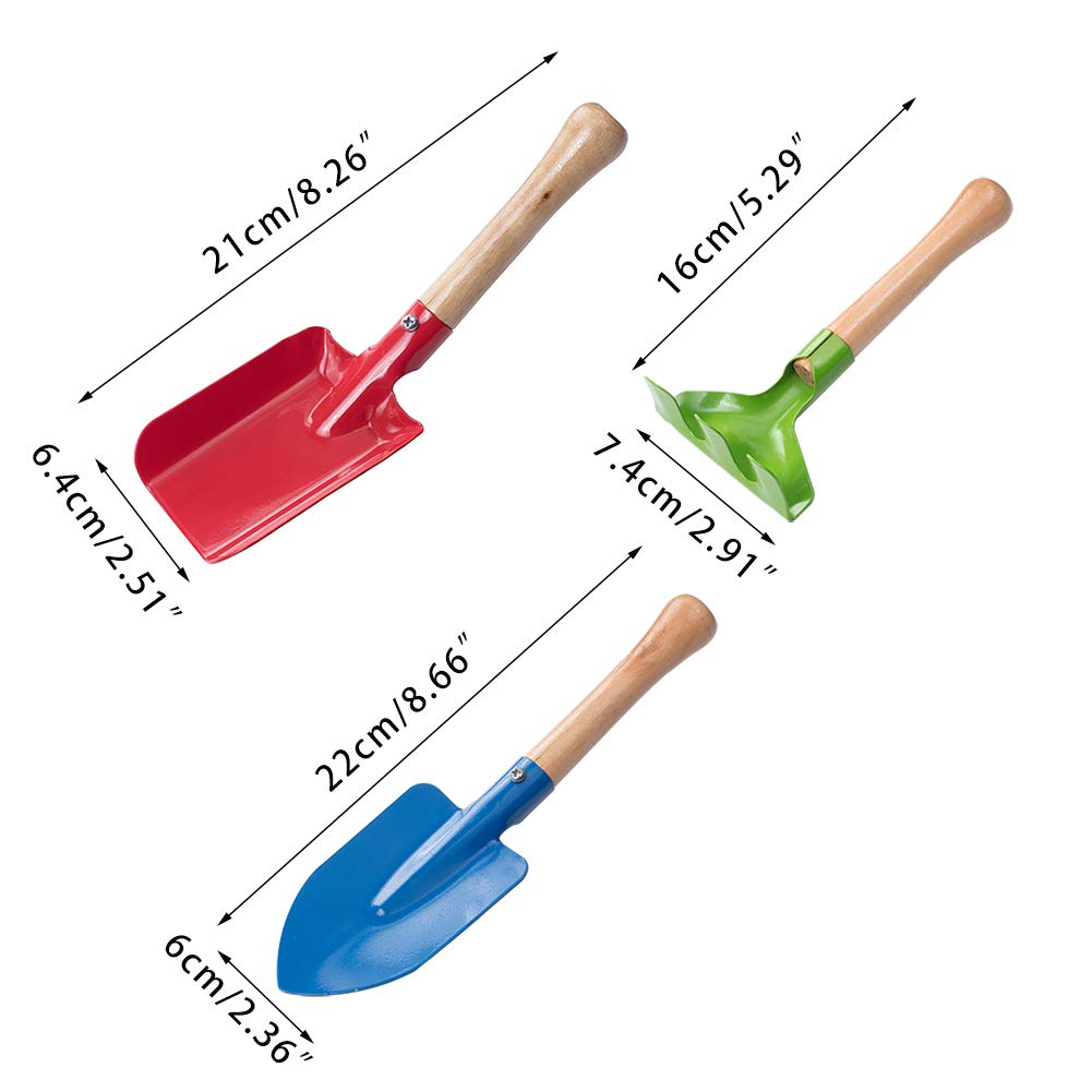 INCREWAY Kids Gardening Kids Plant and Sand Beach Play Hand Tools with Small Shovel and Trowel Set Tools, 3-Piece