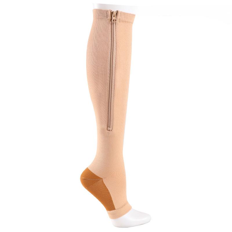 Kompresjonssokker Glidelås Mote Dame Herre Åpen Tå Ensfarget Yogasokker Gym Gulv Myk Dans Pilates Sports Bomullssokker