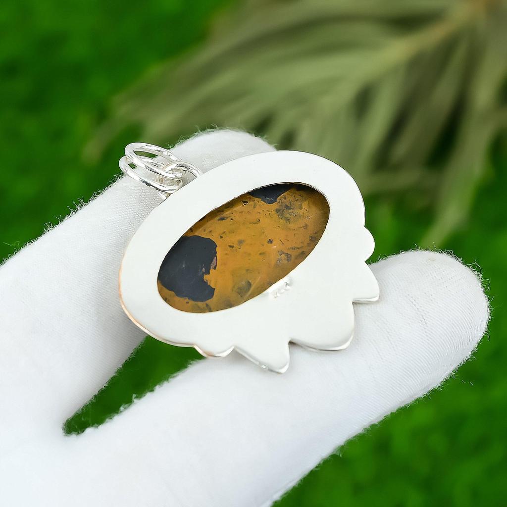 Bauxite Gemstone Art Deco Anniversary Wife Pendant Jewelry 925 Sterling Silver