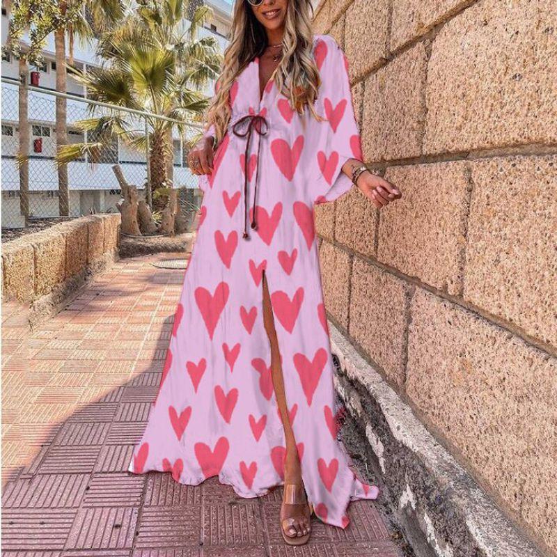Women Elegant Printed Dress Women's Dress Pullover Elegant High Waist Fashion Print Chiffon Dress