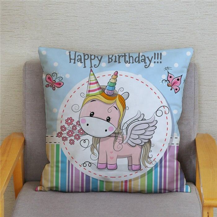 45*45 Square Pillowcase Home Decor Pillowcase Cushion Cover Cute Cartoon Unicorn Print Pillowcase
